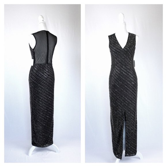 VENUS Deep V Sequin Formal Dress NWT Black - Picture 5 of 10